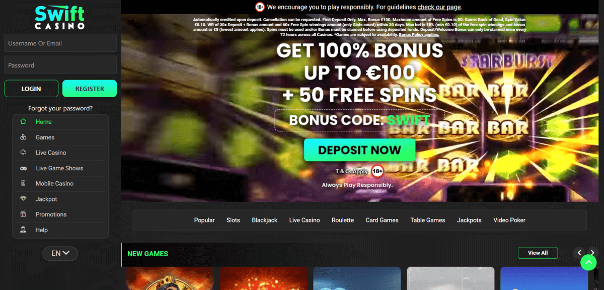 Oplev Underholdningen med Swift Casino i 2026